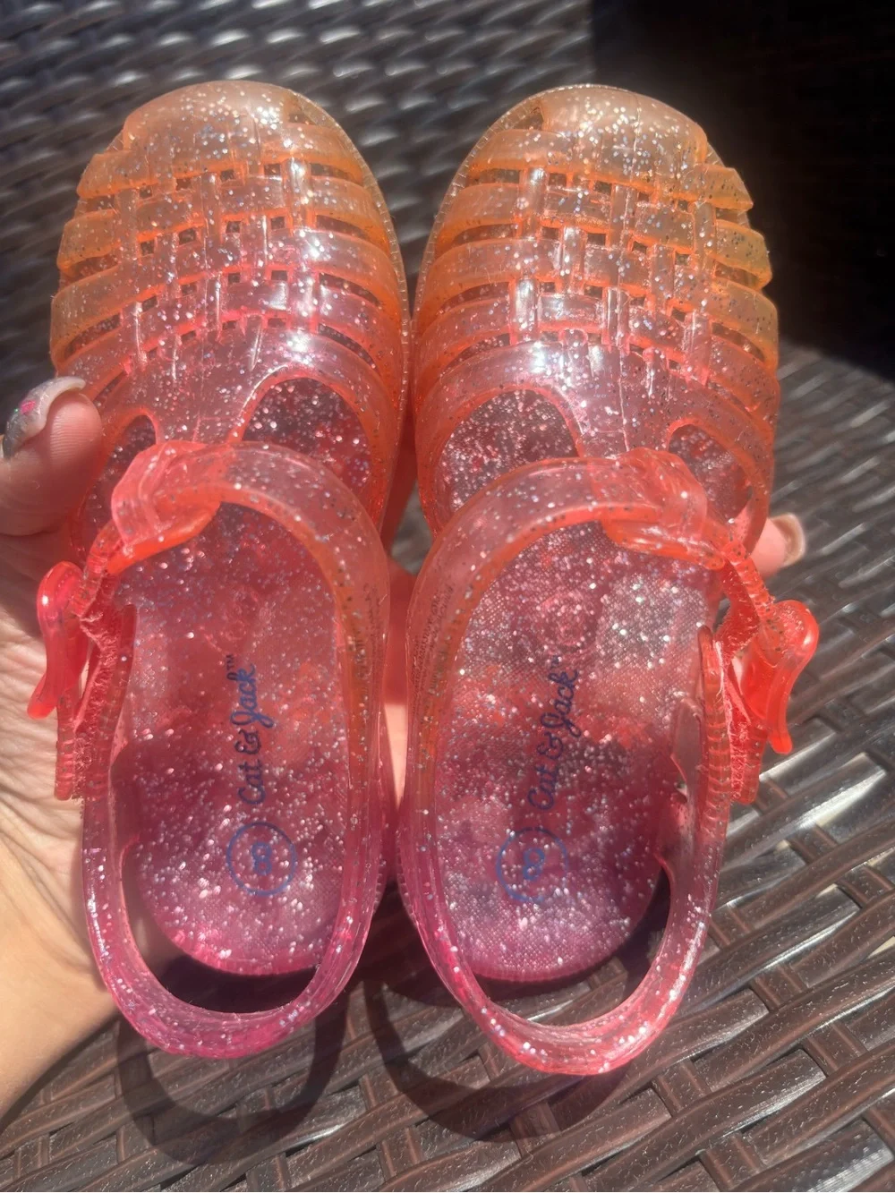 Kids Cat & Jack Jelly Sandals toddler Size 8c - Hook and Loop Pink/Purple/Clear